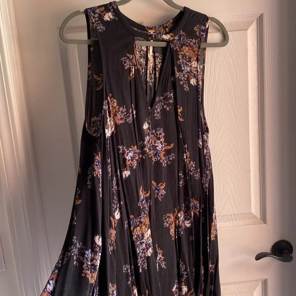 Free People S  Tree Swing Tank Top Tunic Dress Sleeveless Keyhole Raven Black. - Picture 4 of 15